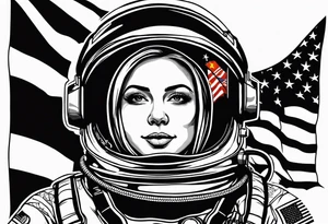 Astronaut wearing a peace flag tattoo idea