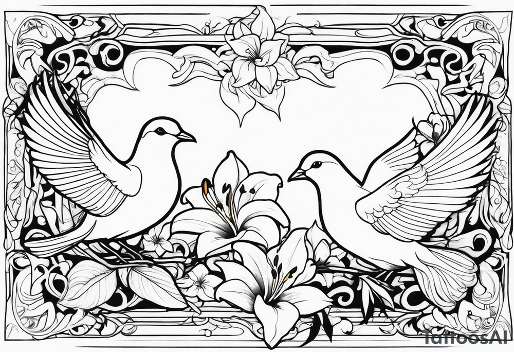 doves and lilies tattoo idea