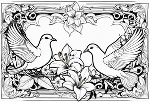 doves and lilies tattoo idea