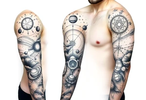 outer space, planets, stars, string theory multiverse tattoo idea