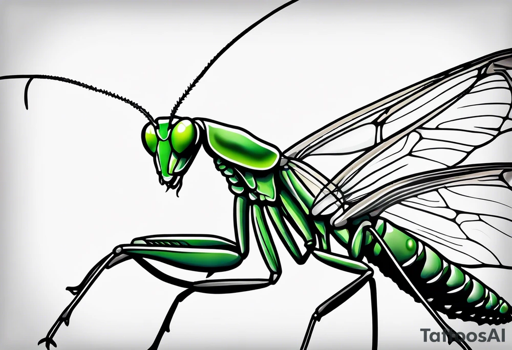 Praying mantis giving a cricket a hug tattoo idea