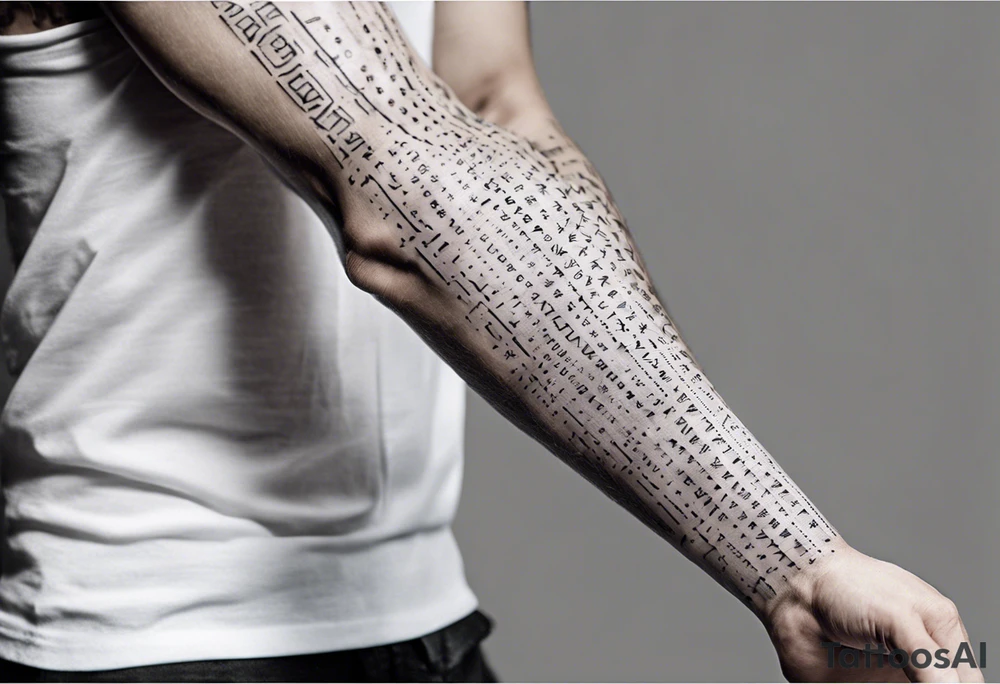 men’s arm sleeve, 1/18 and 8/31 roman numeral small print tattoo idea