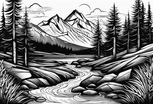 Mountain stream tattoo idea