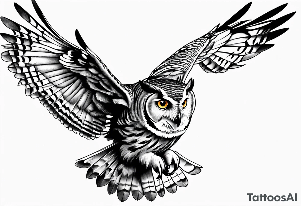 owl flying tattoo idea