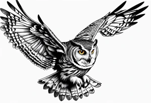 owl flying tattoo idea