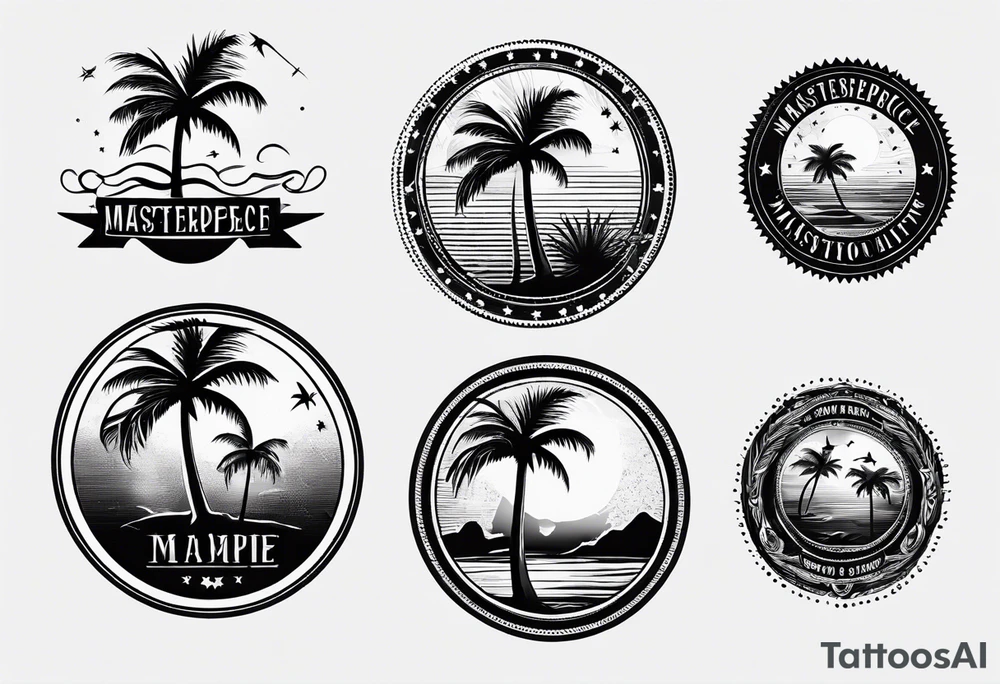 Small Postage stamp with palm tree tattoo idea