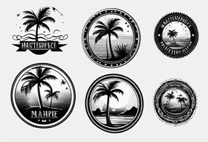 Small Postage stamp with palm tree tattoo idea