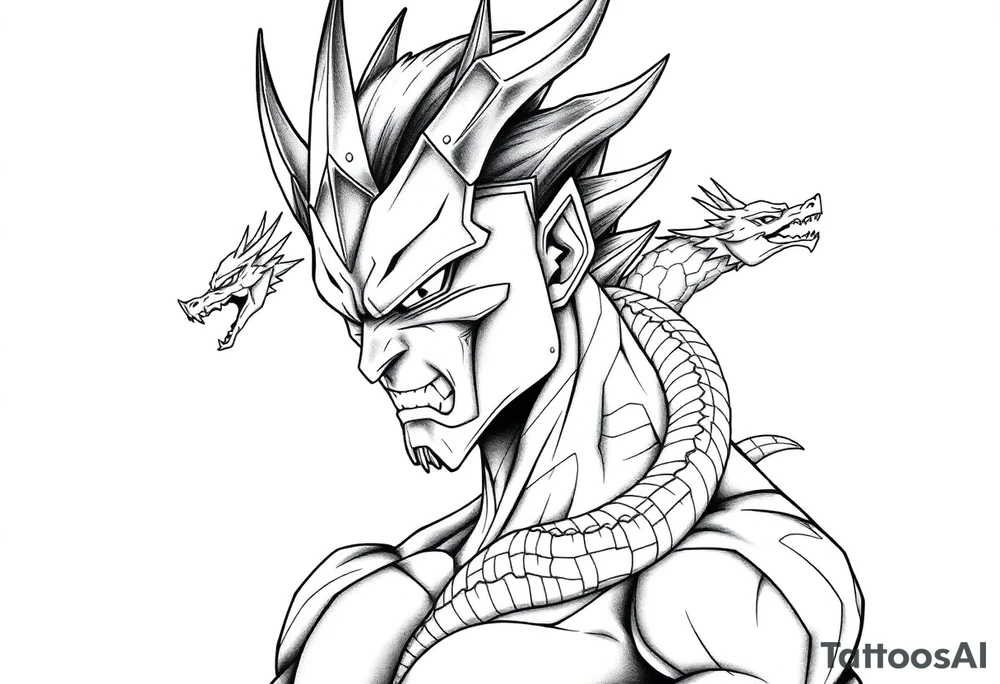 Omega shenron with 7 dragon balls tattoo idea