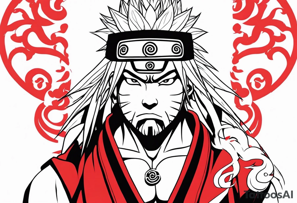 Jiraiya from naruto with red tattoo tattoo idea