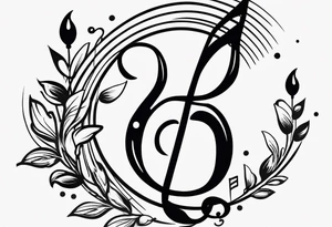 Minimalist line work tattoo, depicting musical
Notes in the shape of letters “R” and “L”. tattoo idea