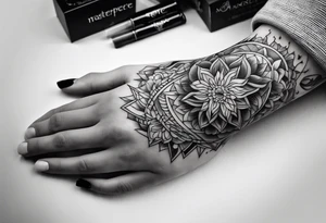 A hand holding fire tattoo idea
