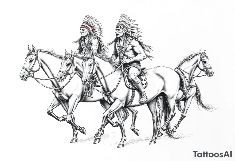 Native American warriors on horses tattoo idea
