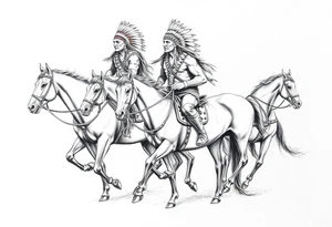 Native American warriors on horses tattoo idea