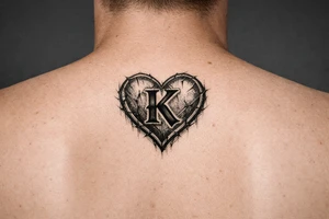 K in a heart behind ear tattoo idea