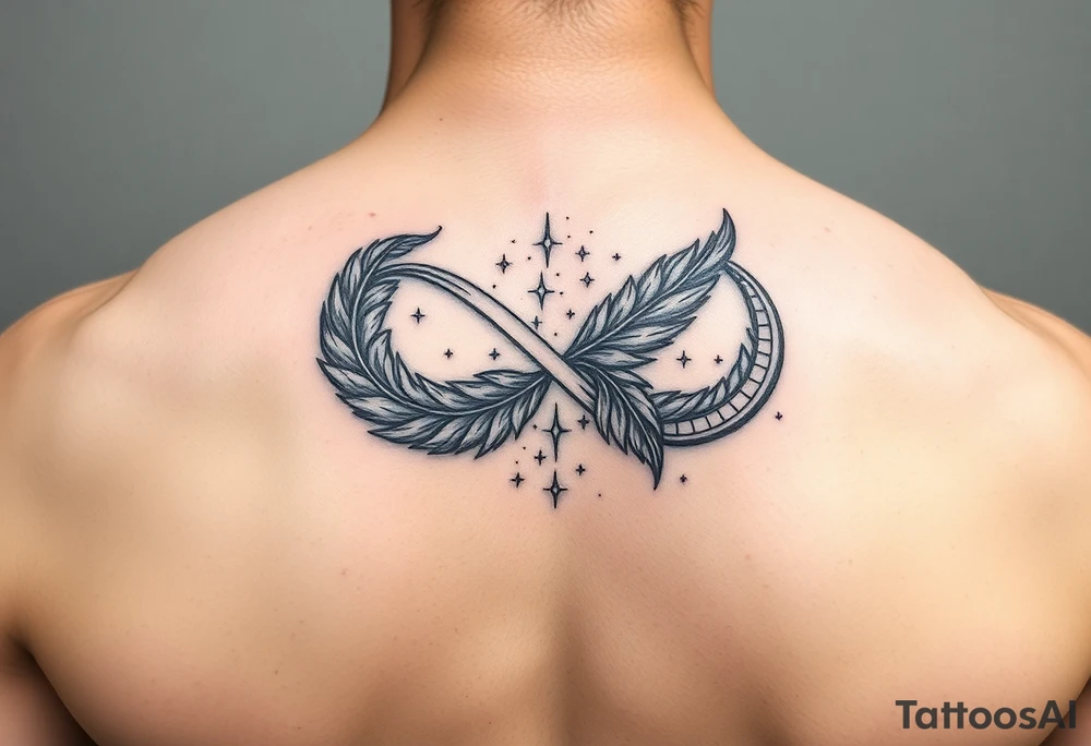 infinity symbol woven with floating feathers and stardust tattoo idea infinity symbol woven with floating feathers and stardust tattoo idea