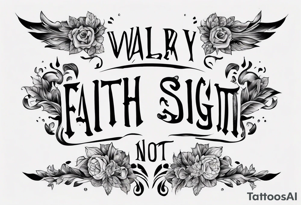 Horizontal inner bicep tattoo. “walk by faith, not by sight” modern tattoo tattoo idea