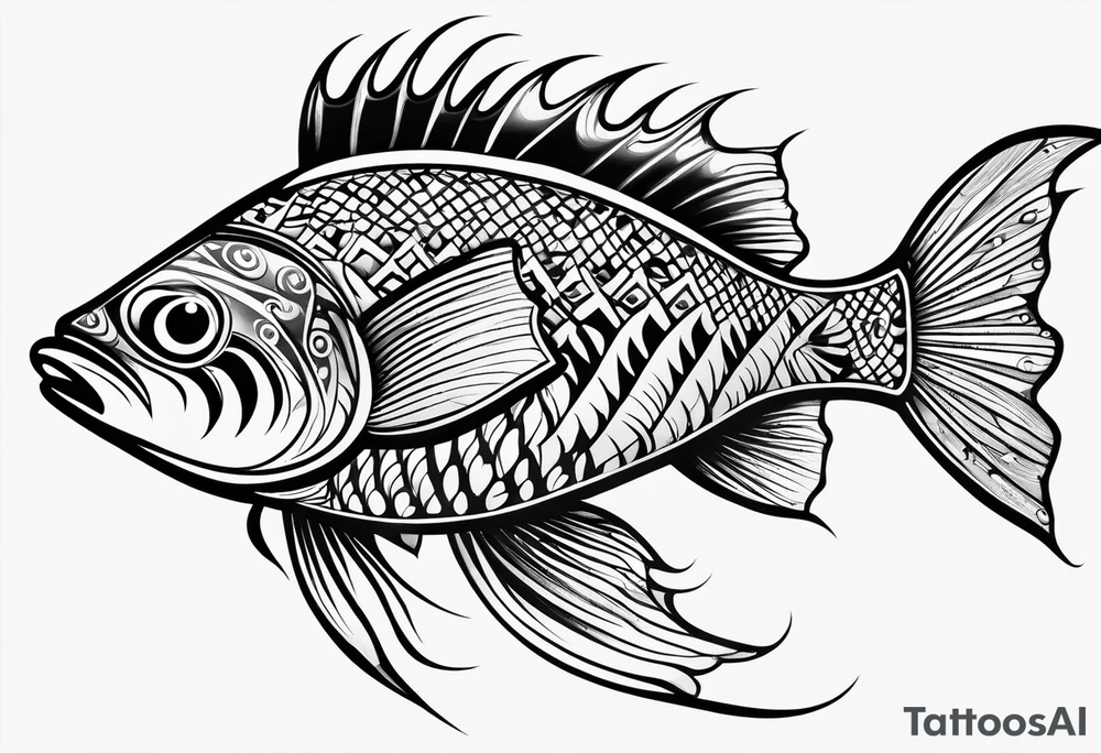 Tribal fish lure tattoo idea