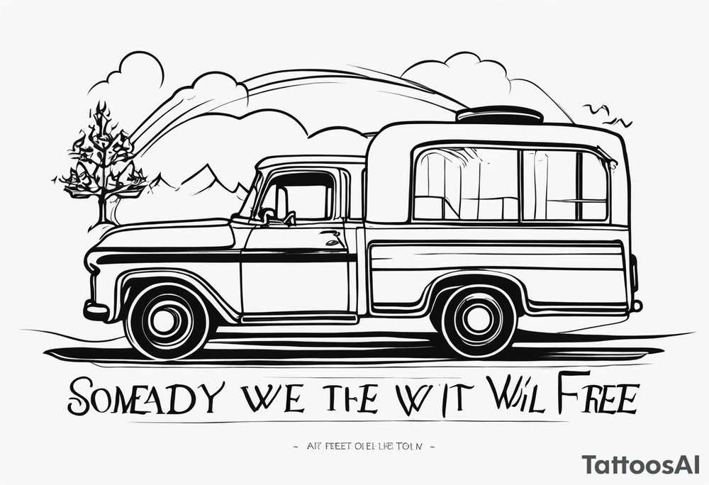SOMEDAY WE WILL ALL BE FREE as a full sentence on one line tattoo idea