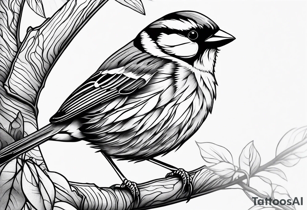 Detailed fine line sparrow tattoo tattoo idea
