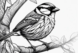 Detailed fine line sparrow tattoo tattoo idea