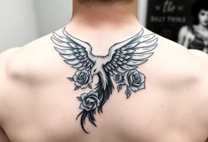 Phenix with a tail of roses tattoo idea