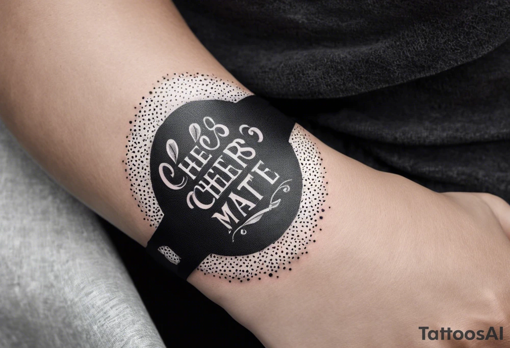 Cheers Mate text, armband +Cancer Ribbon tattoo idea