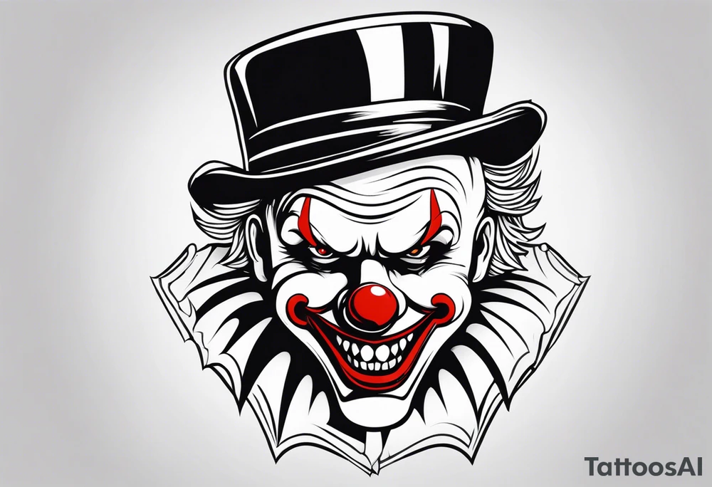 Evil clown gangster tattoo idea