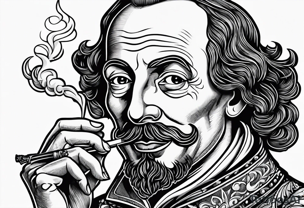 William Shakespeare smoking cigarette tattoo idea