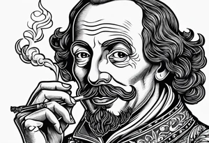 William Shakespeare smoking cigarette tattoo idea