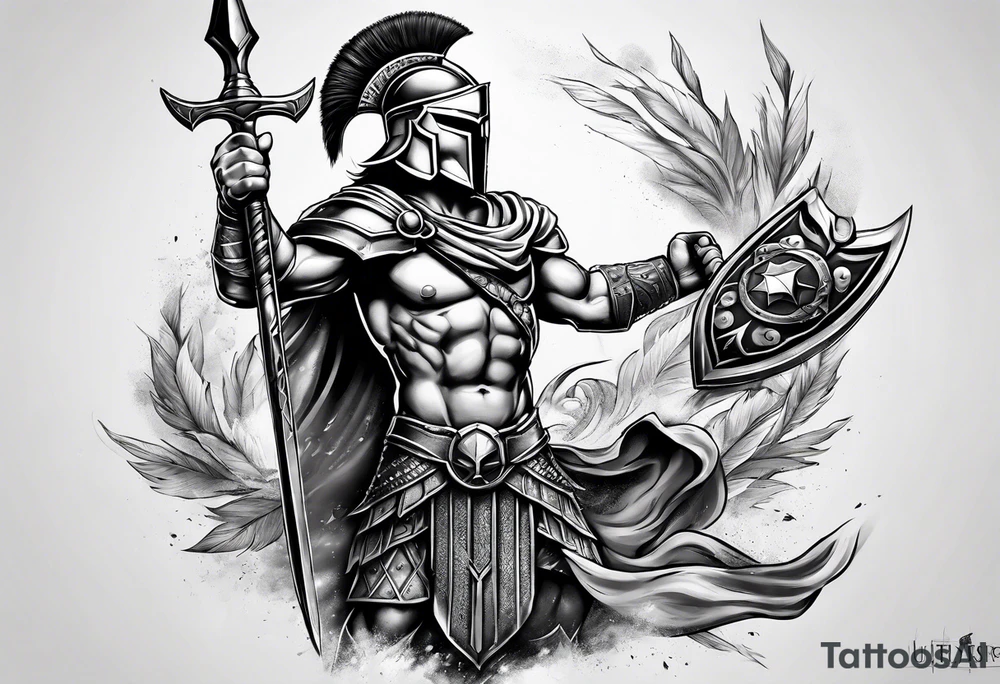 Spartan warrior point spear up tattoo idea