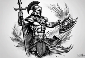 Spartan warrior point spear up tattoo idea
