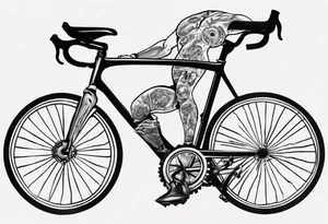 BMC road bicycle on a mountain sitting on a dumbbell tattoo idea
