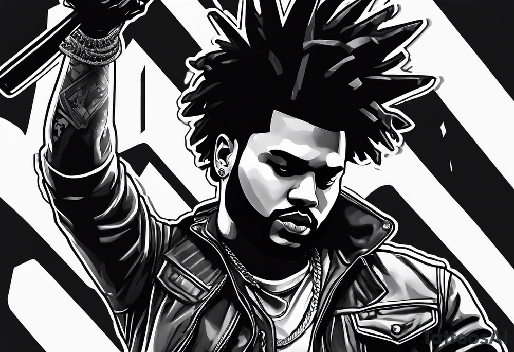 The weeknd with fortnite themed style tattoo idea