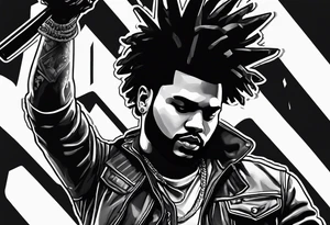 The weeknd with fortnite themed style tattoo idea