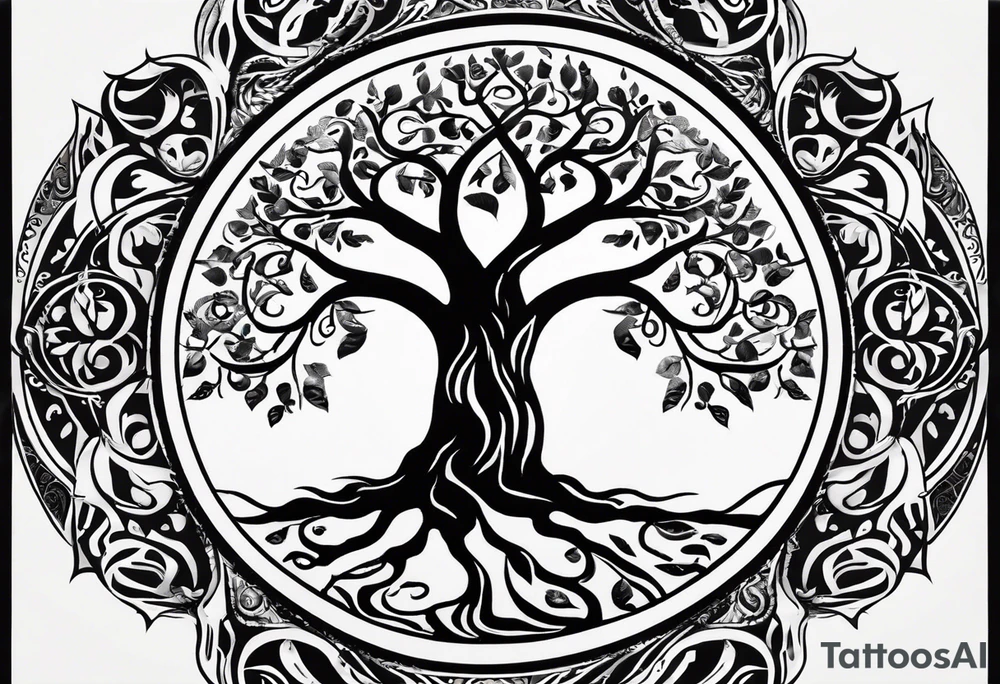 A Tree of Life in a circular design. The Dates 12.02.1985 and 21.02.1987 should be part of the tattoo, too. tattoo idea