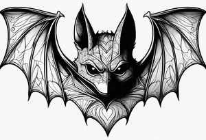 minimal detail, bat with hearts, simple tattoo idea