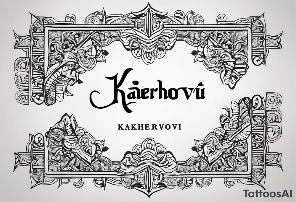 Design a tattoo featuring the name 'Kaherovi' rendered in a Sanskrit-inspired English font. tattoo idea