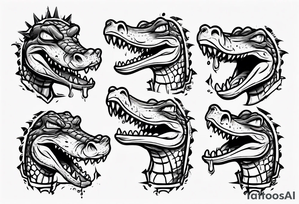 cartoon crocodile stading up CRYING tattoo idea