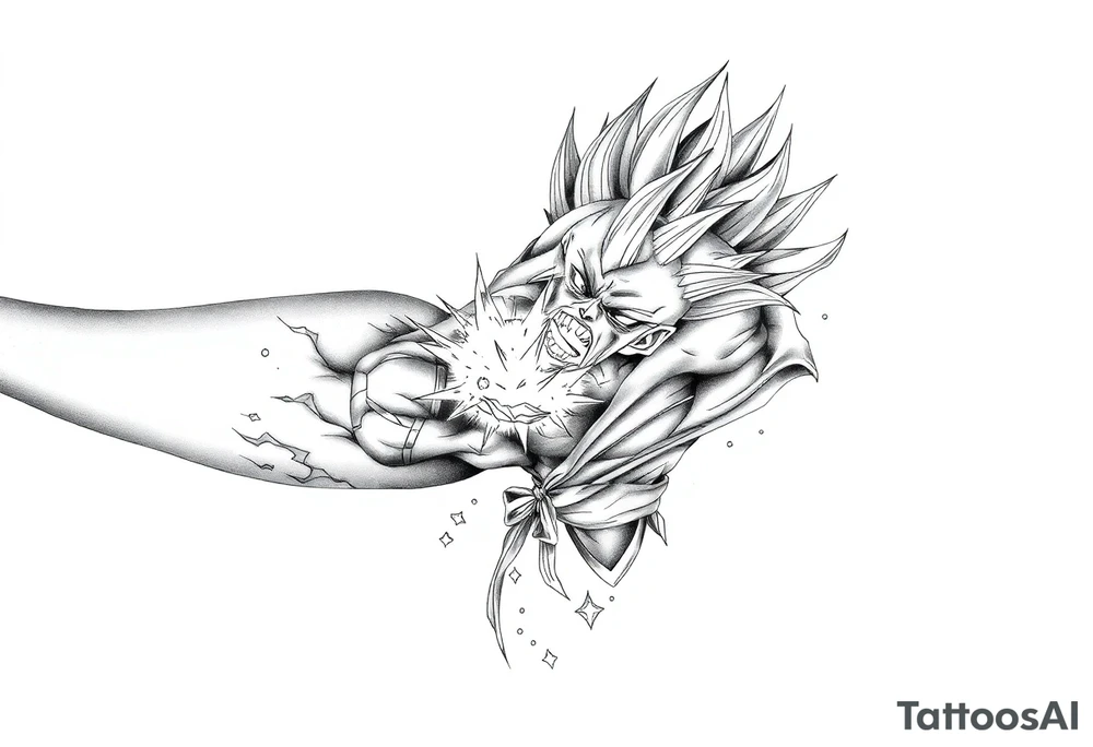 legendary dragonball z scene with energy aura and power effects tattoo idea