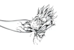 legendary dragonball z scene with energy aura and power effects tattoo idea