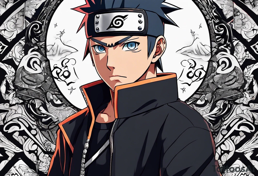 A naruto headband with the letters AR in the middle tattoo idea