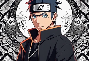 A naruto headband with the letters AR in the middle tattoo idea