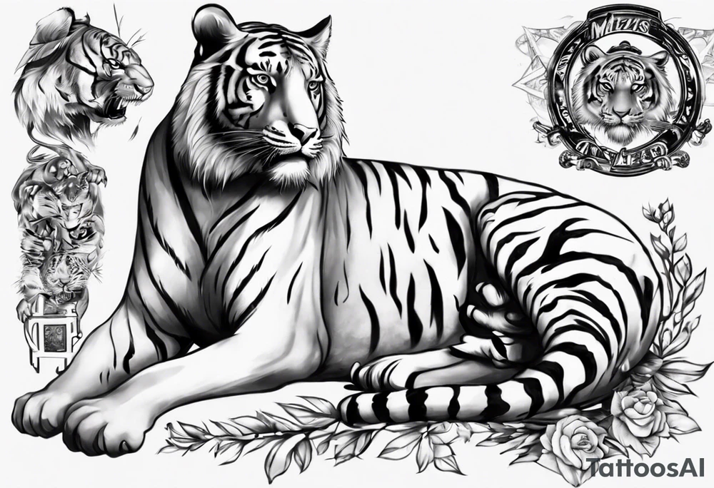 i want my last name ‘DEZIUS’ with a tiger tattoo idea