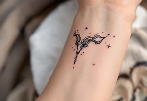 Radiating in sunset tones, this Aries tattoo intertwines the constellation with flames to echo the sign's fiery nature. tattoo idea