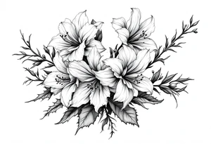 narcissus flowers, holly and jonquil flowers tattoo idea