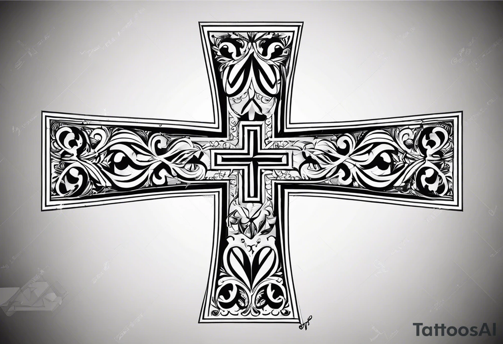 Cross tattoo with a “L” and “T” in it tattoo idea