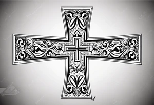 Cross tattoo with a “L” and “T” in it tattoo idea