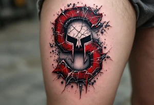A cracked ice background with the HC Sparta “S” bursting through in vivid red and steel gray. tattoo idea