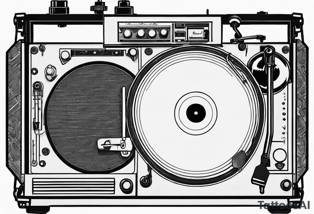 Recordplayer finline art minimalistic tattoo idea