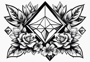 Big diamonds and flowers more diamonds tattoo idea